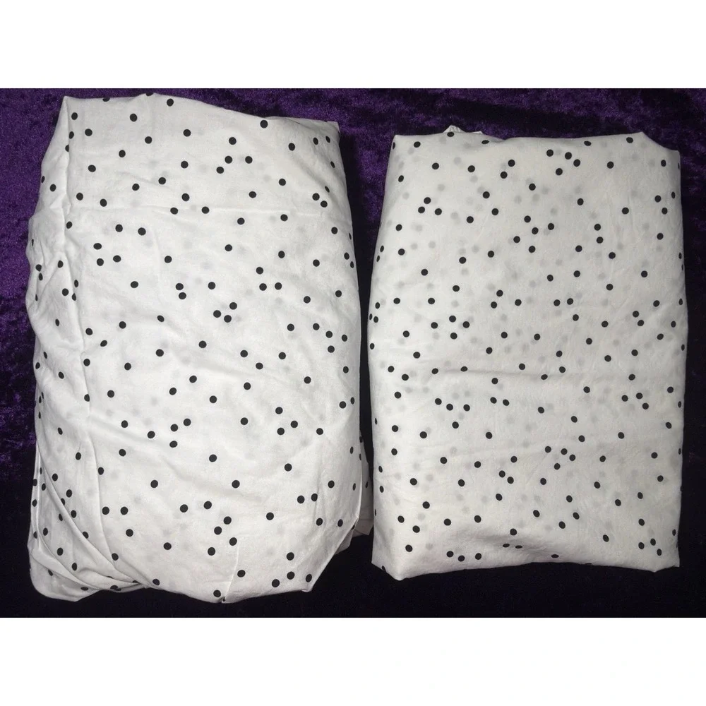 Kate Spade Sheet Set Polka Dot Twin White Black Dots 100% Cotton Bedding
